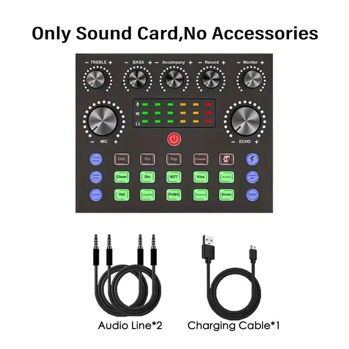 V8S – équipement de carte son en direct, mélangeur Audio DJ avec Microphone, pour Smartphone, jeux, 