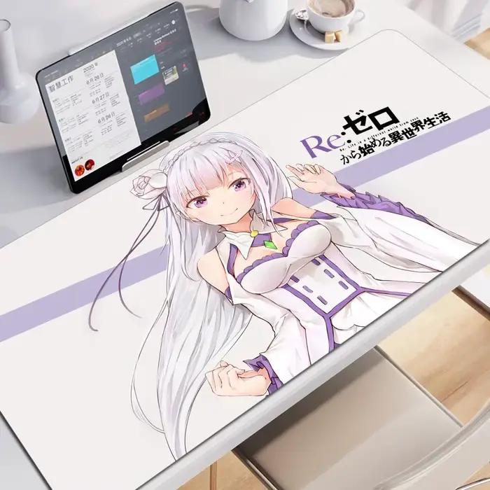 Tapis de souris Manga Re Zero Rem Emilia, accessoires de jeu, clavier rapide, tapis en caoutchouc po