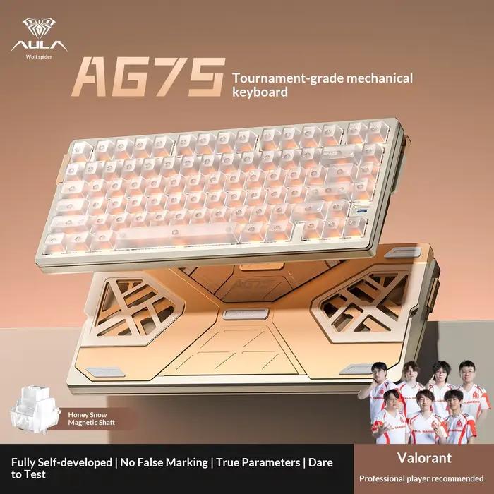 Clavier mécanique filaire à axe magnétique AULA AG75 pour le gaming et l'e-sport, entièrement en alu