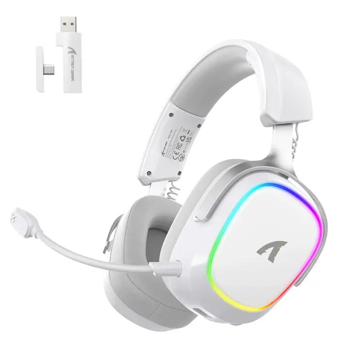 Casque de jeu sans fil ATTACK SHARK G800, 1000 mAh, micros détachables, cadre en alliage d'aluminium
