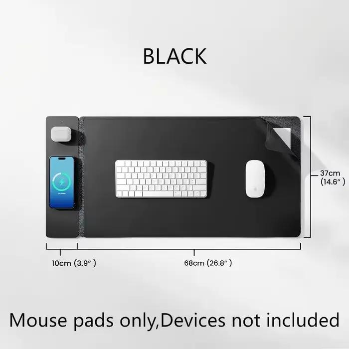 Tapis de souris de chargement sans fil 3 en 1 15 W, tapis de bureau avec chargeur de téléphone et Ai