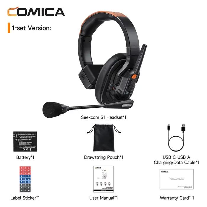 Système de casque d'intercom sans fil COMICA Seekcom S1 500m/1640ft 2.4GHz Full-Duplex Communication