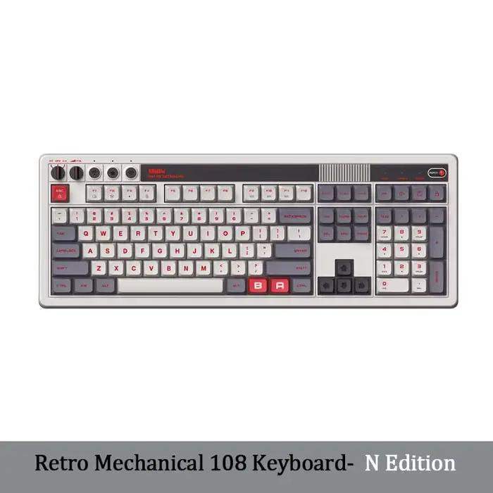 8BitDo clavier mécanique rétro 108 touches, clavier de jeu Bluetooth/2.4G/USB-C échangeable à chaud 