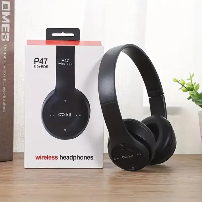 Écouteurs sans fil P47 bluetooth 5.0, casque d'écoute pliable avec micro, adaptateur USB, pour jeu i