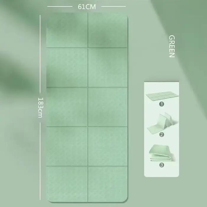 Tapis de yoga pliable, silencieux, écologique, pliable, pour voyage, fitness, exercices, double face