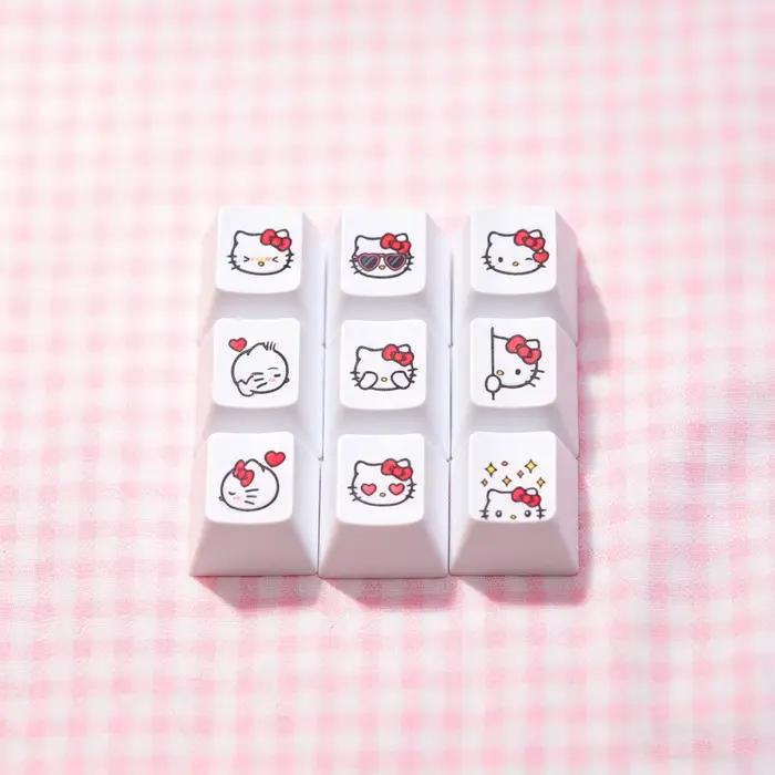 Capuchons de touches de clavier mignons Sanrio blanc Hello Kitty pour clavier mécanique, touches de 