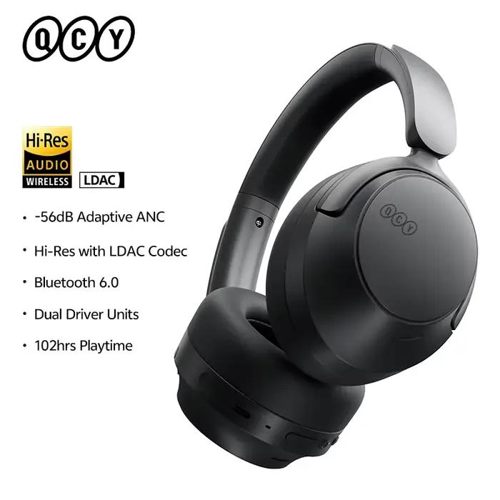 Casque supra-auriculaire QCY H3S avec ANC adaptatif -56 dB, son spatial LDAC haute résolution, écout