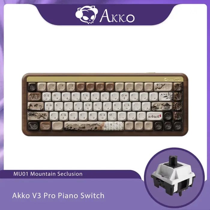 Akko MU01 Mountain Seclusion clavier mécanique en bois rvb échangeable à chaud BT 5.0/2.4G sans fil 