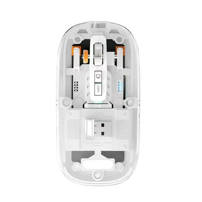 Transparent Wireless Mouse Technological Style 3 Modes BT1 BT2 2.4GHz 1600DPI Type C Rechargeable Si