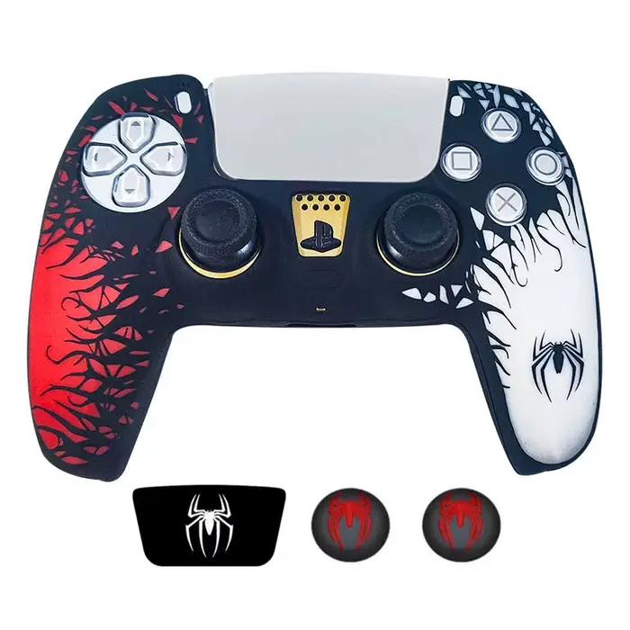 Coque de protection en silicone pour manette PS 5, motif araignée, avec capuchons de joystick antidé