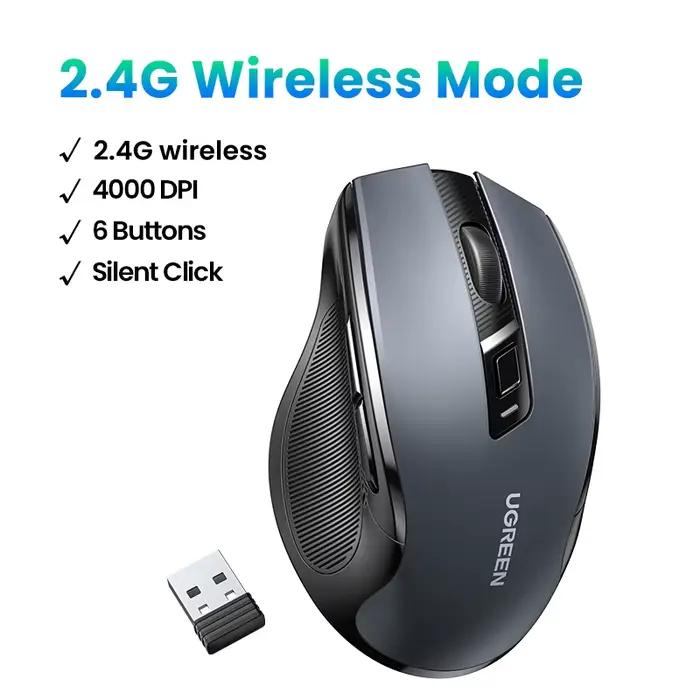 UGREEN-Souris ergonomique sans fil, 2.4GHz, 4000 ug, silencieuse, 6 boutons, pour MacPle, tablette, 