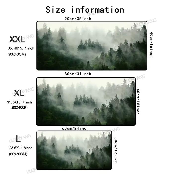 Tapis de souris forêt de montagne brumeuse paysage grand tapis de souris de jeu XXL clavier Gamer ta