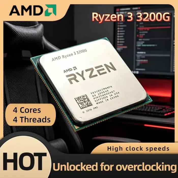 Processeur de bureau AMD R3 3200G 4C 4T 3.6GHz AM4 65W avec carte graphique Radeon Vega 8, Pro Max 4