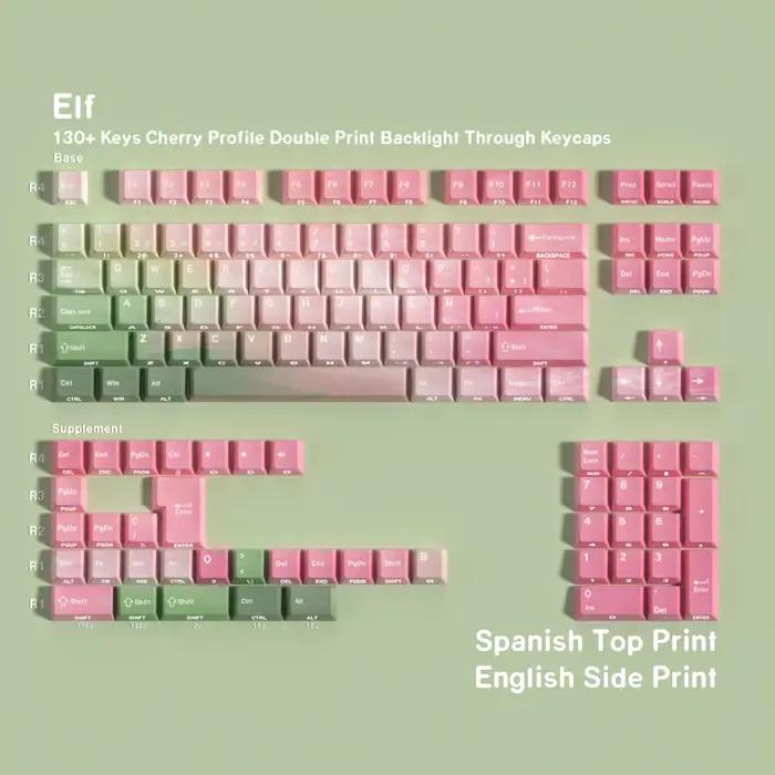 Capuchons de touches de clavier mécaniques en PBT, lumière latérale, coréen, russe, ISO, français, a