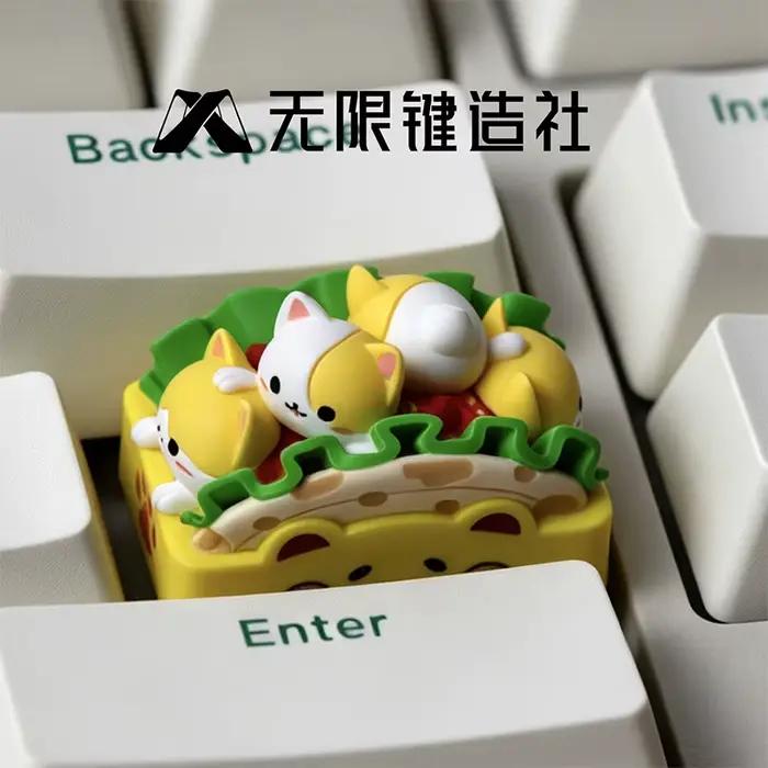 Keycap personnalisé en résine 1.5U, motif chat mignon, pour clavier mécanique, accessoires de clavie