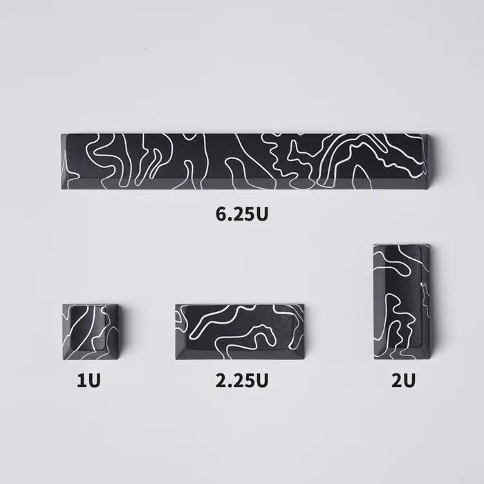 Capuchons de touches noirs en PBT, 4 pièces, profil Cherry, barre d'espace 6.25U, ESC, entrée, pour 