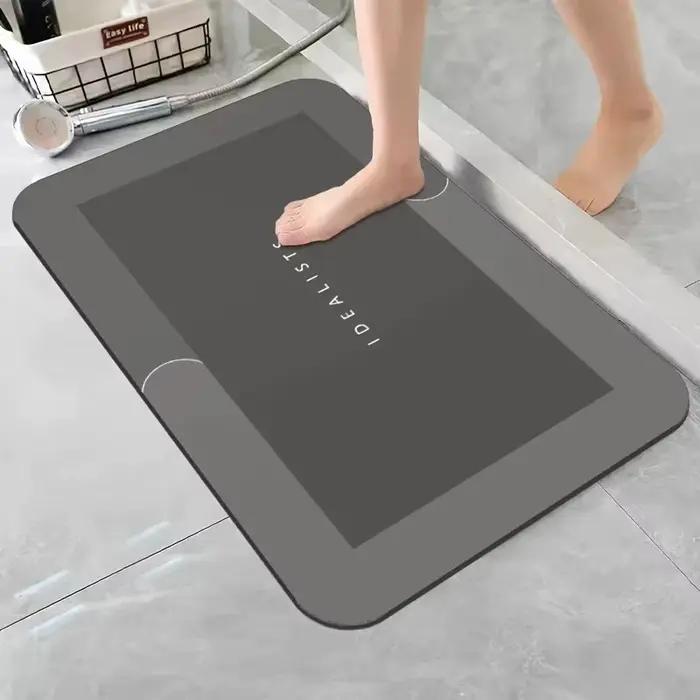 Tapis de bain terre de diatomées, Super absorbant, antidérapant, séchage rapide, doux, pour salle de