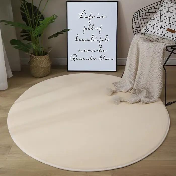 Tapis imprimé circulaire doux et Simple, couleur unie, en flanelle, antidérapant, adapté aux chambre
