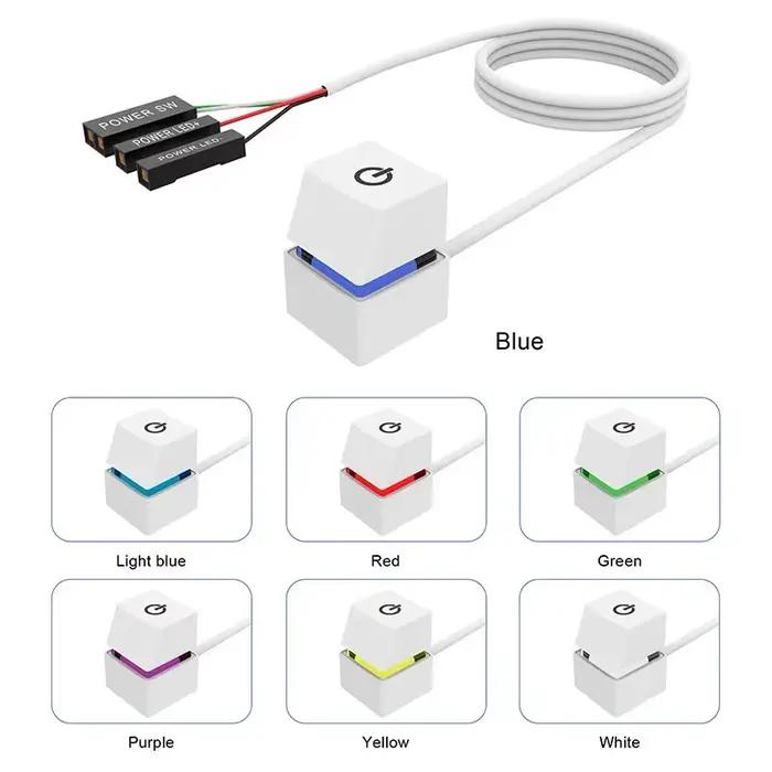Lumières LED RGB 2M, interrupteur de bureau pour ordinateur, carte mère PC, démarrage externe, bouto