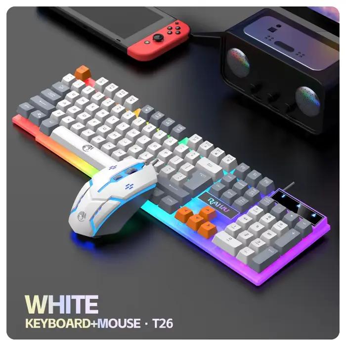 RAIKU T26 clavier lumineux trois tons souris filaire mécanique tactile souris de jeu ensemble de cla