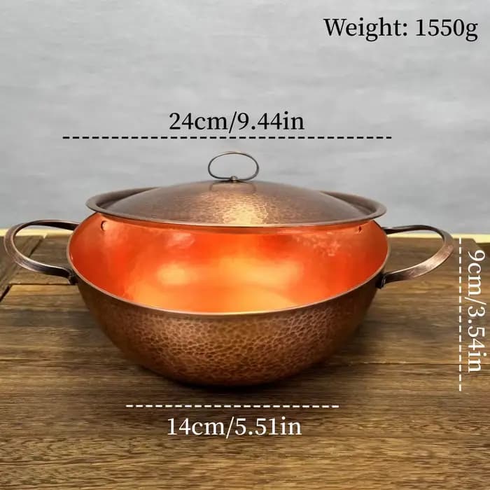 Marmite à soupe en cuivre Vintage, marmite chaude fabriquée à la main, ustensile de cuisson des alim
