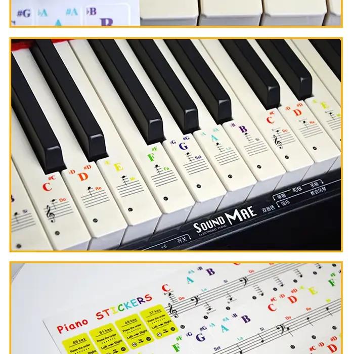 Autocollant notes clavier 88/61/54/49/37 touches, autocollant Piano Transparent
