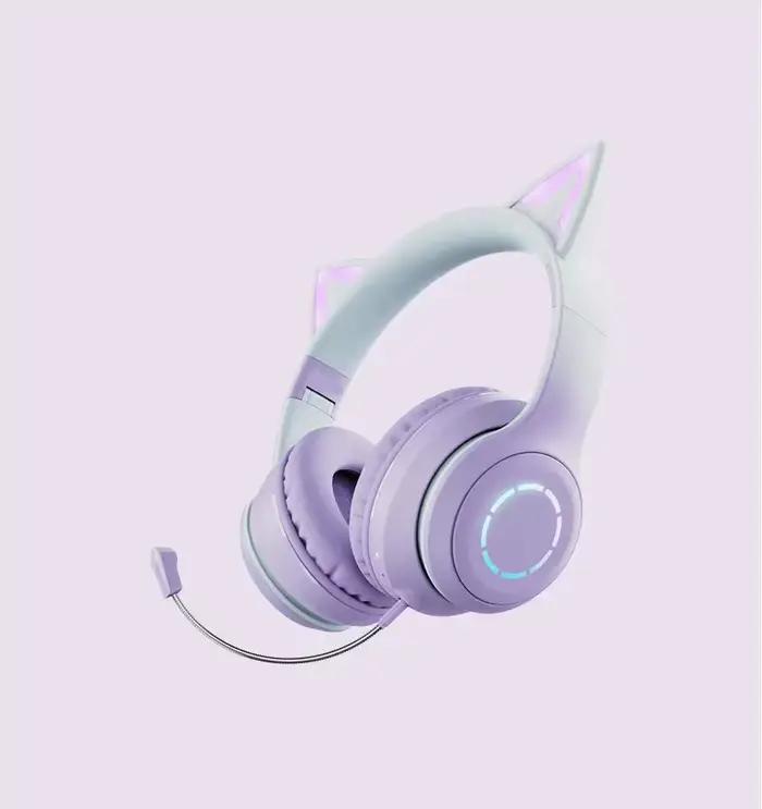 Casque RGB Gamer fille casque sans fil Bluetooth écouteur avec Microphone oreille de chat écouteurs 
