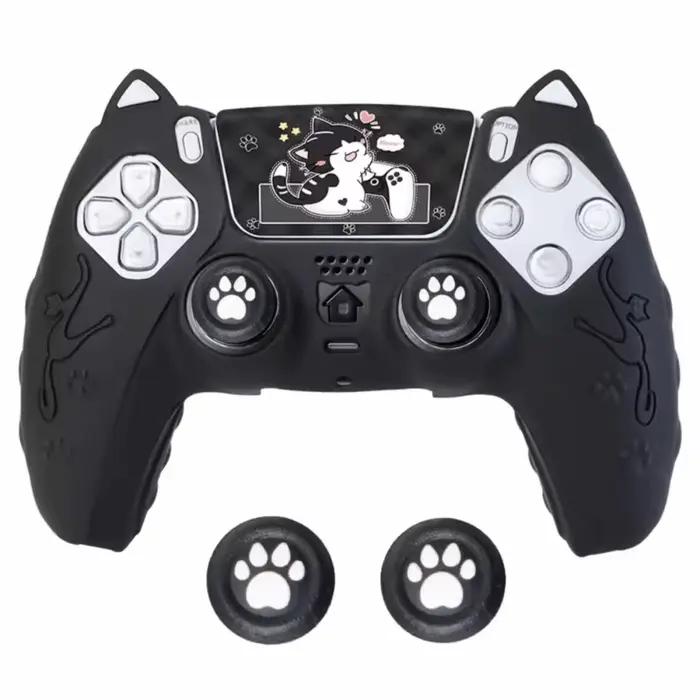 Ensemble de coques de manette en silicone Patte de chat avec capuchons de pouce, revêtement de manet