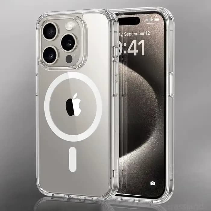 Coque transparente magnétique de luxe pour iPhone, charge sans fil pour Magsafe, coque arrière pour 