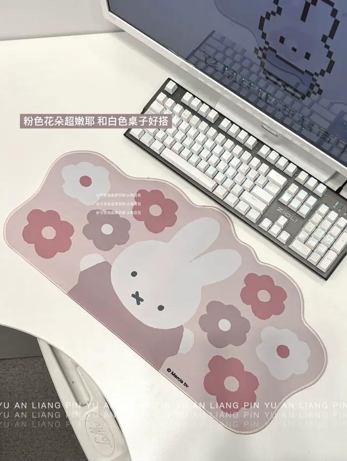 Tapis de souris Kawaii Miffy, tapis de bureau pour ordinateur, tapis de clavier de bureau, tapis de 