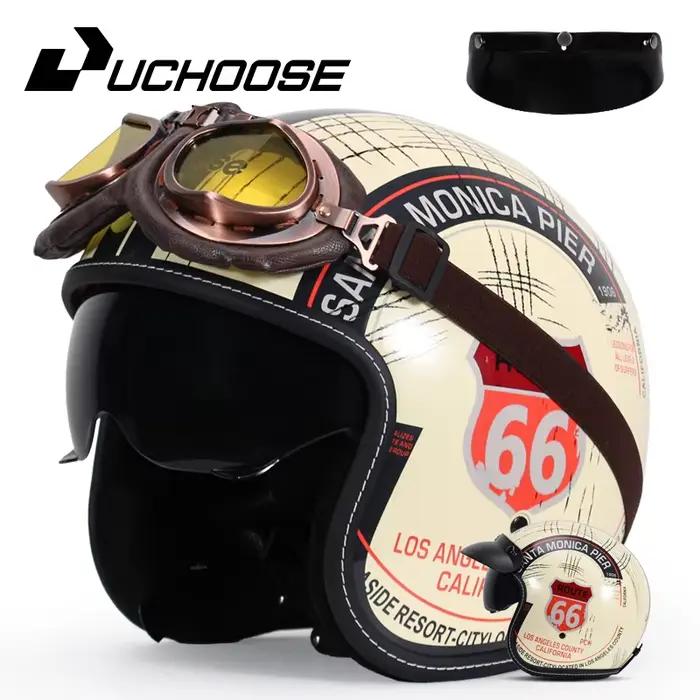 Casque de Moto rétro certifié DOT café Racer visage ouvert Casco Moto pour accessoires de Moto homme
