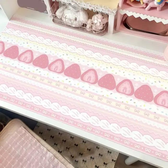 Tapis de souris XXL en forme de tranche de gâteau à la fraise rose, dessin animé |   Tapis de bureau