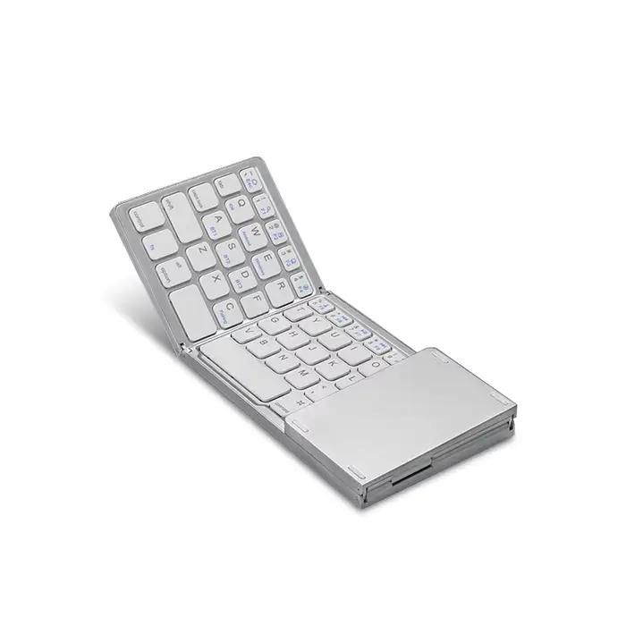 Mini clavier Bluetooth sans fil pliable russe, espagnol, arabe, hébreu, portugais avec pavé tactile 