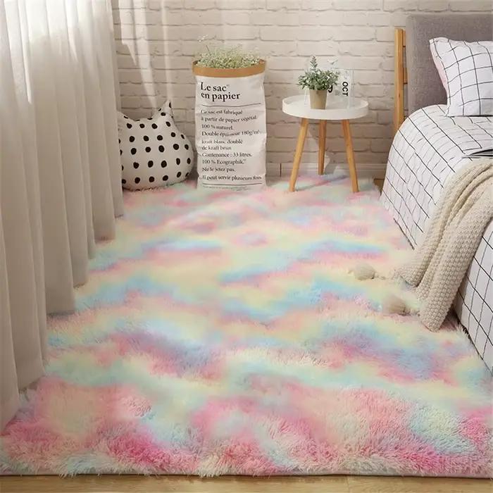 Tapis en velours épais pour salon, en peluche, pour chambre d'enfants, tapis de sol moelleux, fenêtr