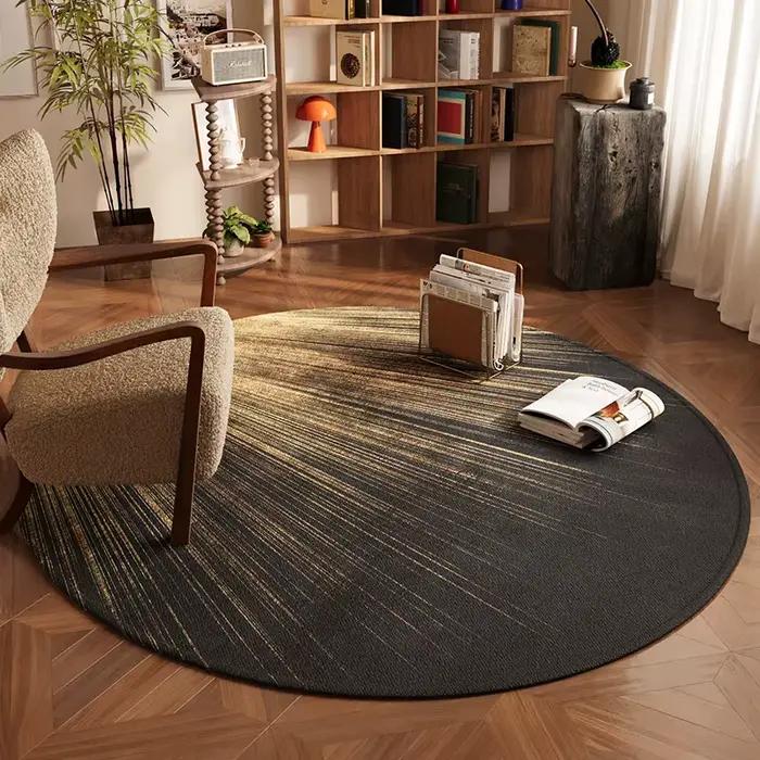Tapis rond de luxe léger pour décoration de chambre à coucher, tapis de Style moderne pour salon, la