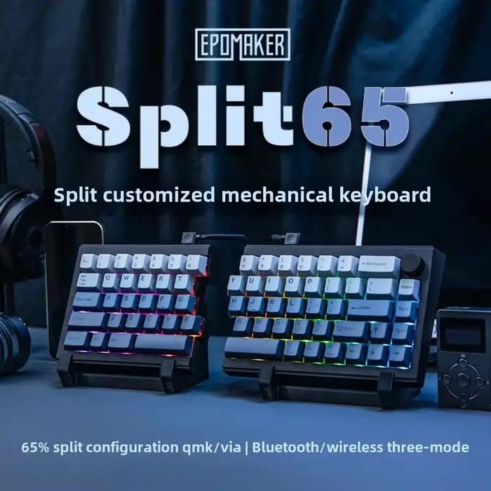 EPOMAKER Split65 clavier mécanique personnalisé fendu trois modes PBT keycap pleine touche échangeab