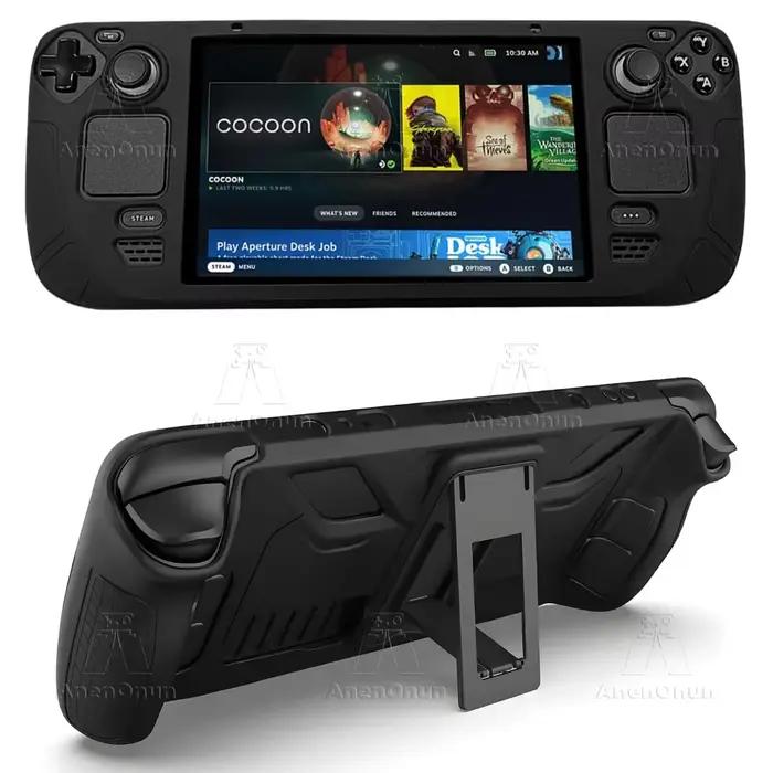 Steam Deck/Steam Deck OLED Étui de protection complet avec base de support pliante Antichoc Anti-ray
