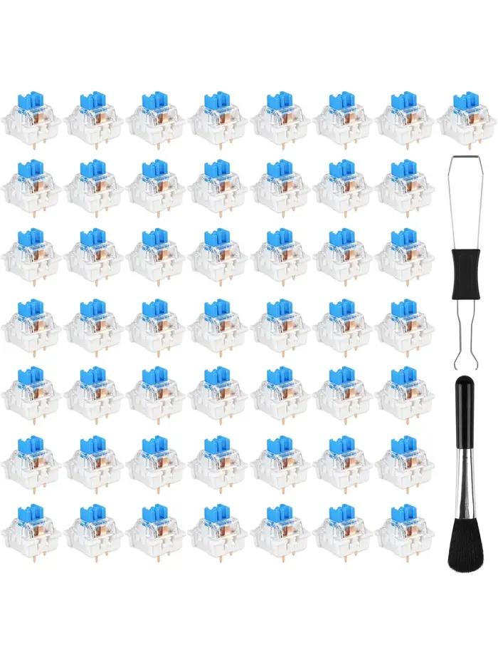 50 interrupteurs de clavier bleus, interrupteurs de clavier mécaniques tactiles à 3 broches, kit de 