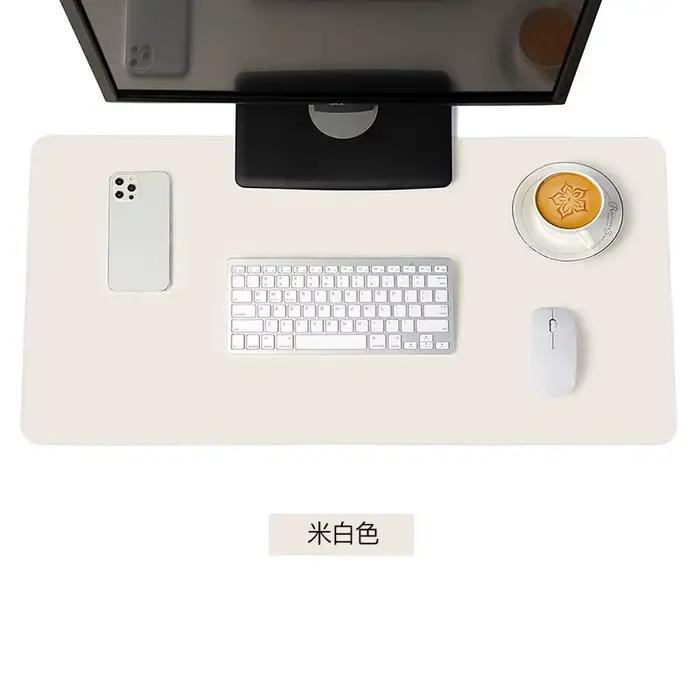 Tapis de souris blanc tapis de souris Portable grand jeu imperméable antidérapant PU daim tapis de b