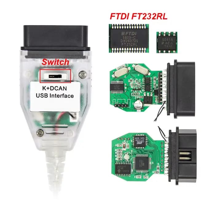 Câble de diagnostic OBD2 K+DCAN avec puce FTDI pour outils de diagnostic automobile, scanner OBD 2, 