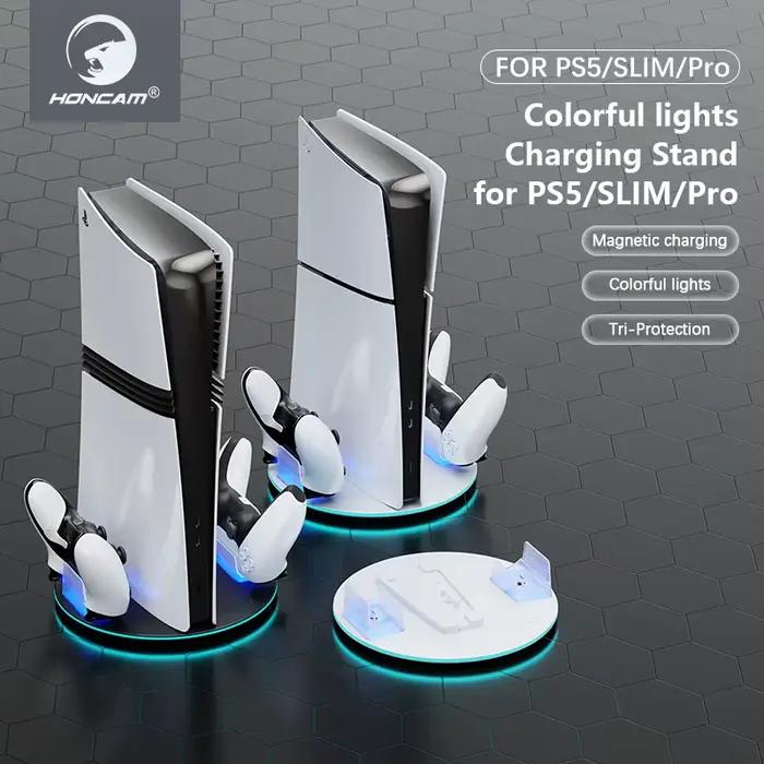 Support de Console Vertical avec deux emplacements de chargement USB pour PS5,PS5,Pro, PS5 Slim avec