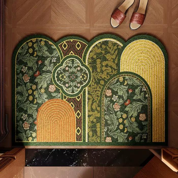 Tapis d'entrée, tapis de sol pour porte d'entrée, tapis en soie à anneau, tapis de sol pour les pied