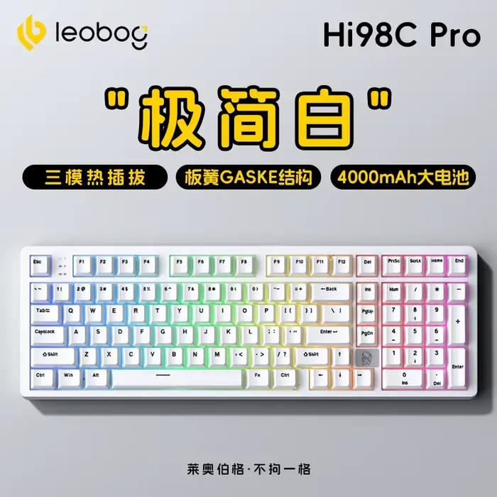 LEOBOG-Clavier mécanique sans fil Bluetooth Hi98 Pro, clavier de jeu personnalisé, touches de jeu PB