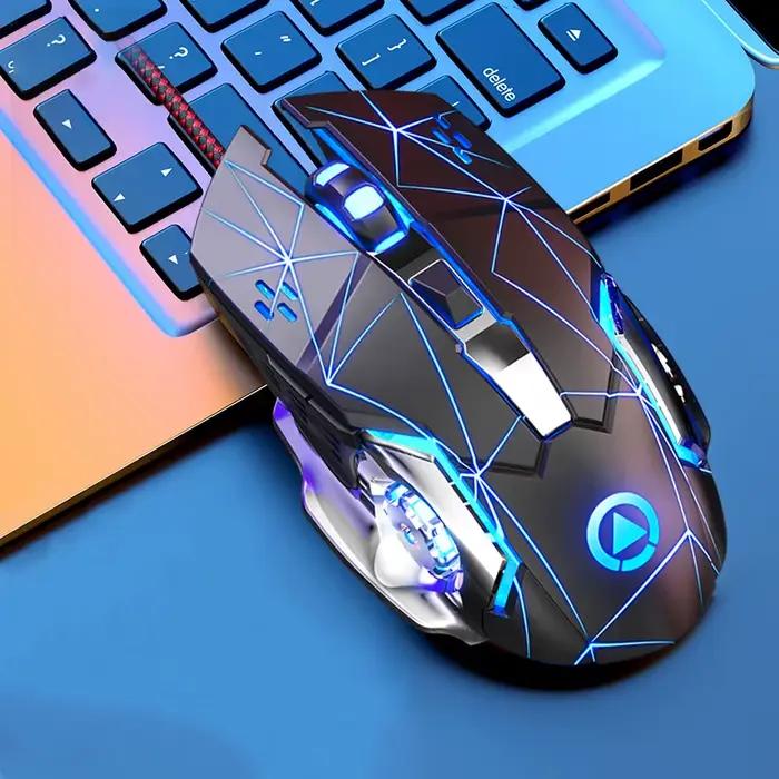 Souris de jeu filaire USB, ergonomique, rétroéclairée à 6 boutons, DPI, optique réglable, pour PC Ga