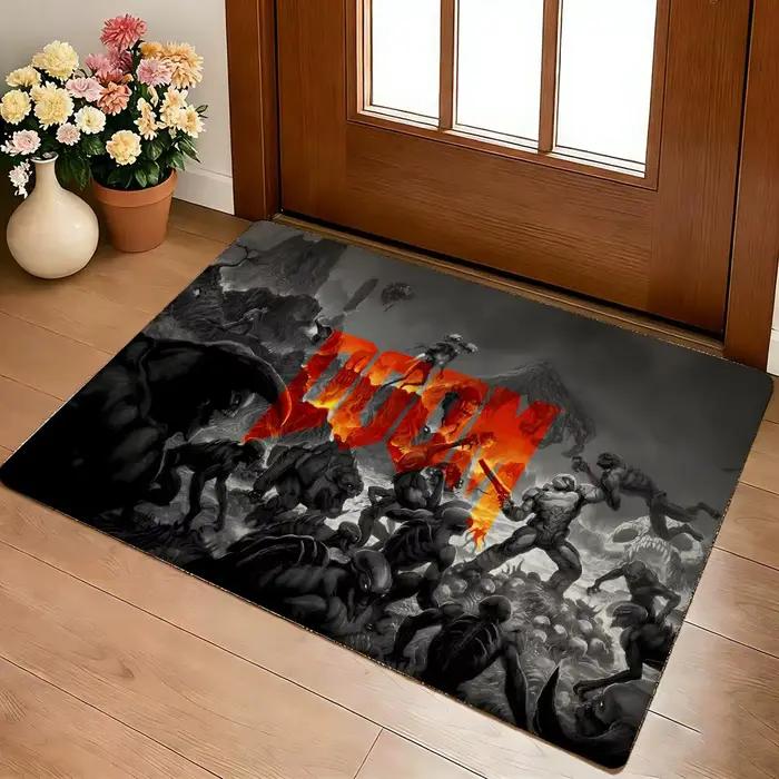 Tapis de sol D-Doom pour jeu de tir, confortable, en flanelle douce, épais, antidérapant, pour salon