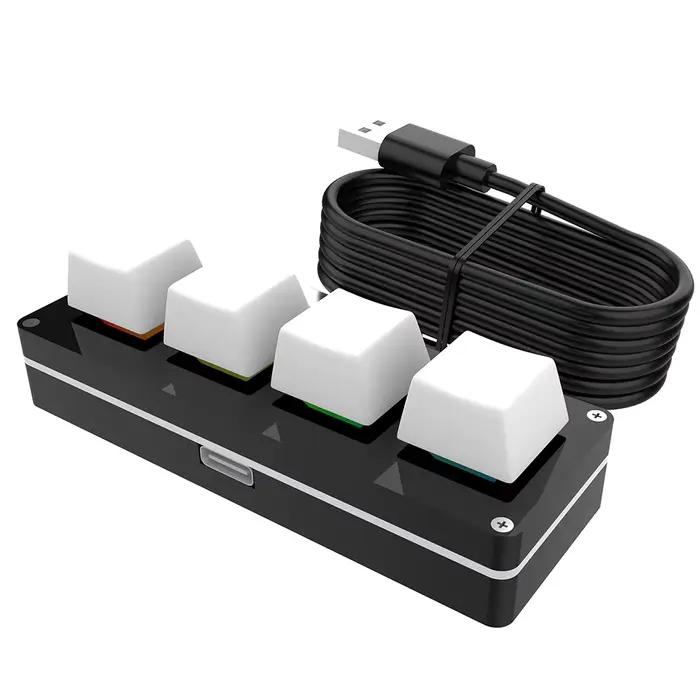 Mini clavier Macro de jeu mécanique personnalisé, Programmable, USB, 4 touches, 3 touches + 1 bouton