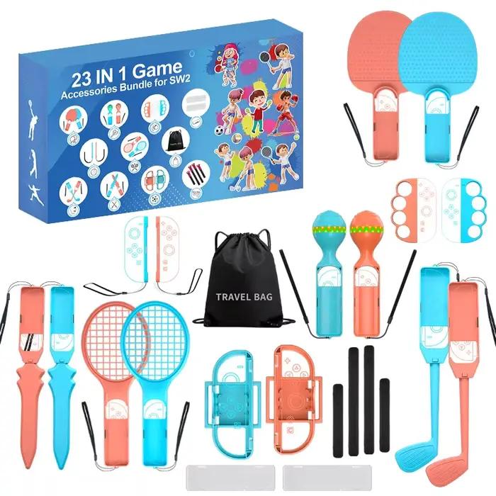 Kit d'accessoires sportifs pour Switch 2025, 23-en-1, kit familial S226 pour jeux sportifs Switch