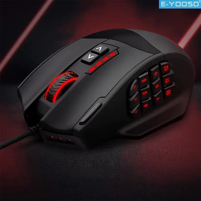 E-YOOSO rvb souris de jeu filaire forme ergonomique 16400 DPI souris réglable prise en charge Macro 