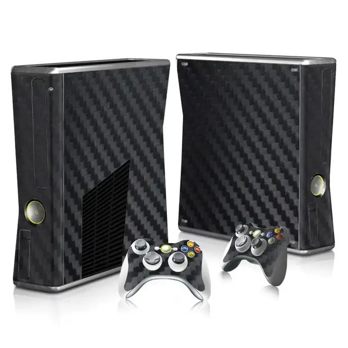 Autocollant de console en fibre de carbone pour Xbox 360 Slim, peau mate noire, autocollant de contr