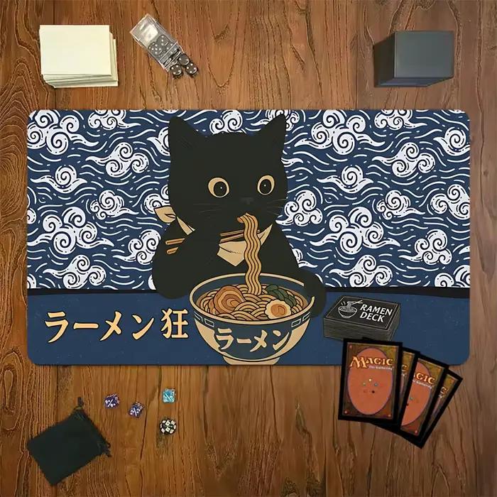 Tapis de jeu Cat Eat Ramen MTG 350*600mm, tapis de jeu de cartes, tapis de souris pour ordinateur et